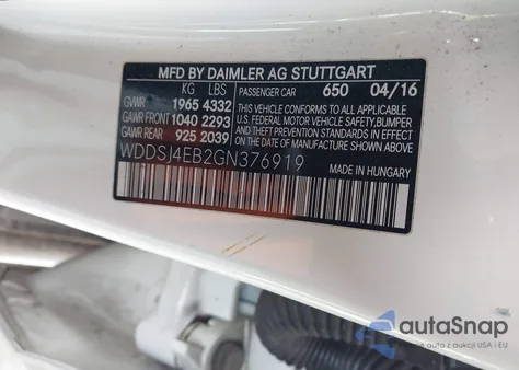 2016 Mercedes-Benz Cla 250 z USA, uszkodzony, nr VIN WDDSJ4EB2GN376919